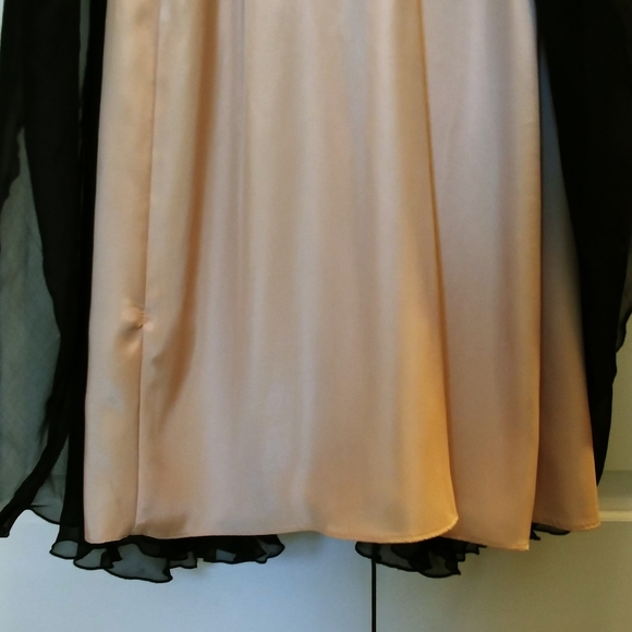 ABS Allen Schwartz Silk & Lace Gown Blk & Nude, Sz 8 torn hem - Picture 6 of 13